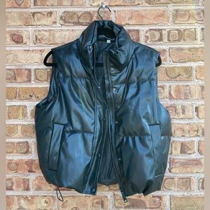 Faux Leather Puffer Vest